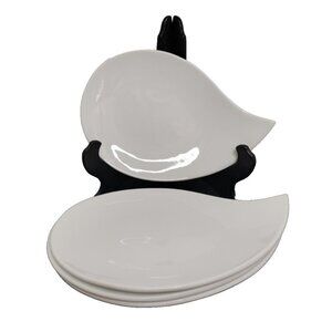 CB2 Tear Leaf Shape Platter Set Of 4 White Porcelain